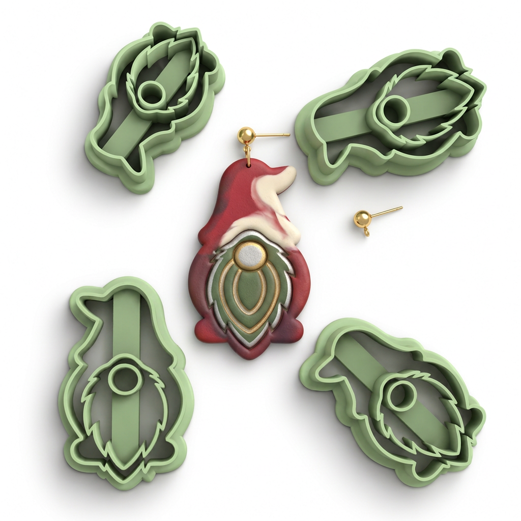 Christmas Gnome Polymer Clay Cutter | Cute Festive Earring Tool