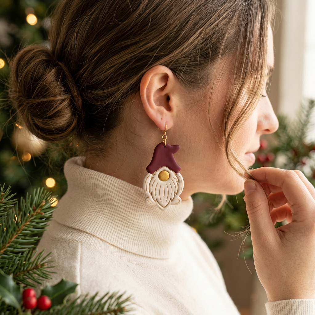 Christmas Gnome Polymer Clay Cutter | Cute Festive Earring Tool