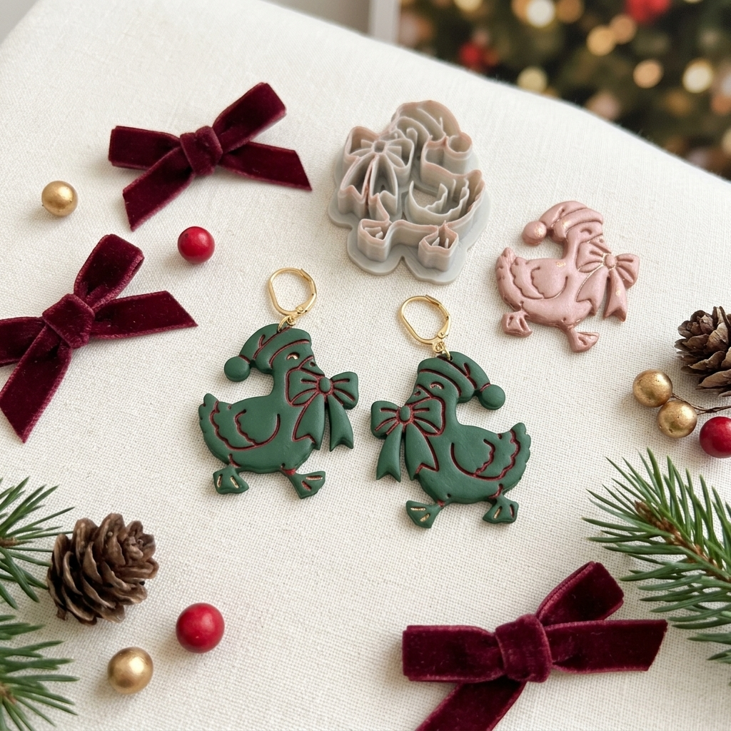 Christmas Goose Thief Polymer Clay Cutter | Funny Festive Earring Tool