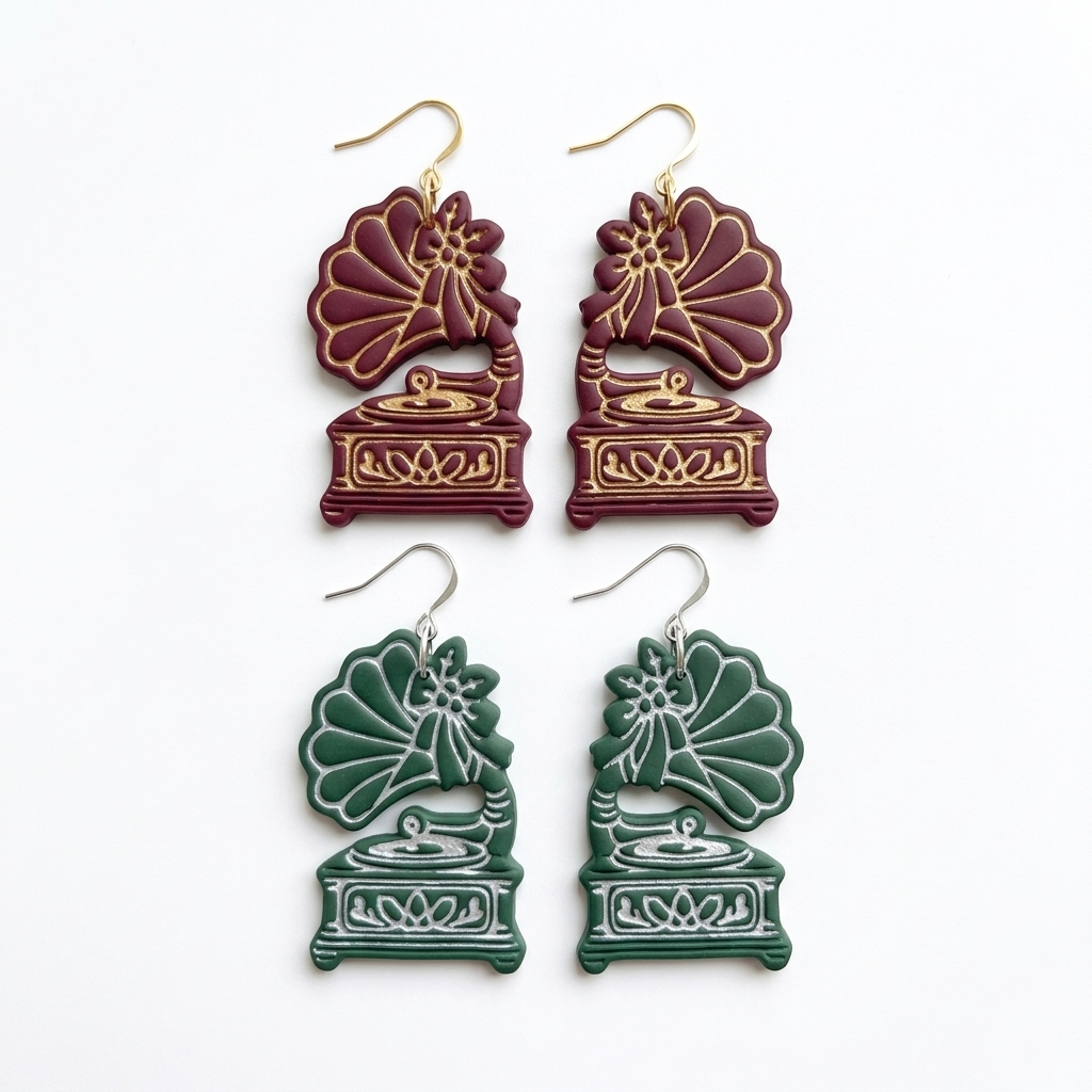 Christmas Gramophone Polymer Clay Cutter | Vintage Festive Earring Tool