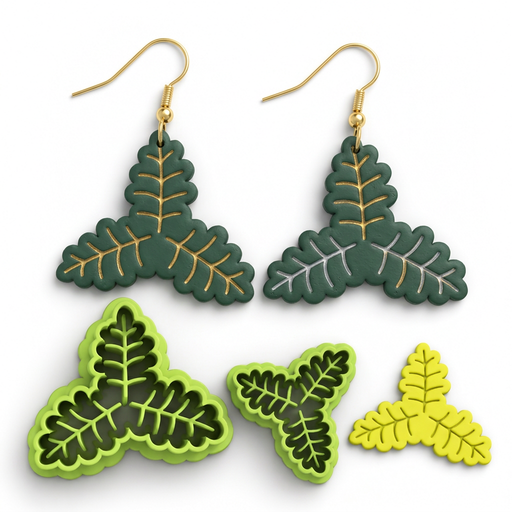 Christmas Holly Leaf Polymer Clay Cutter | Festive Botanical Earring Tool