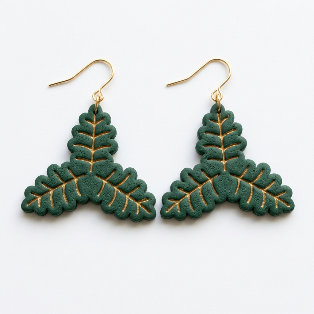 Christmas Holly Leaf Polymer Clay Cutter | Festive Botanical Earring Tool