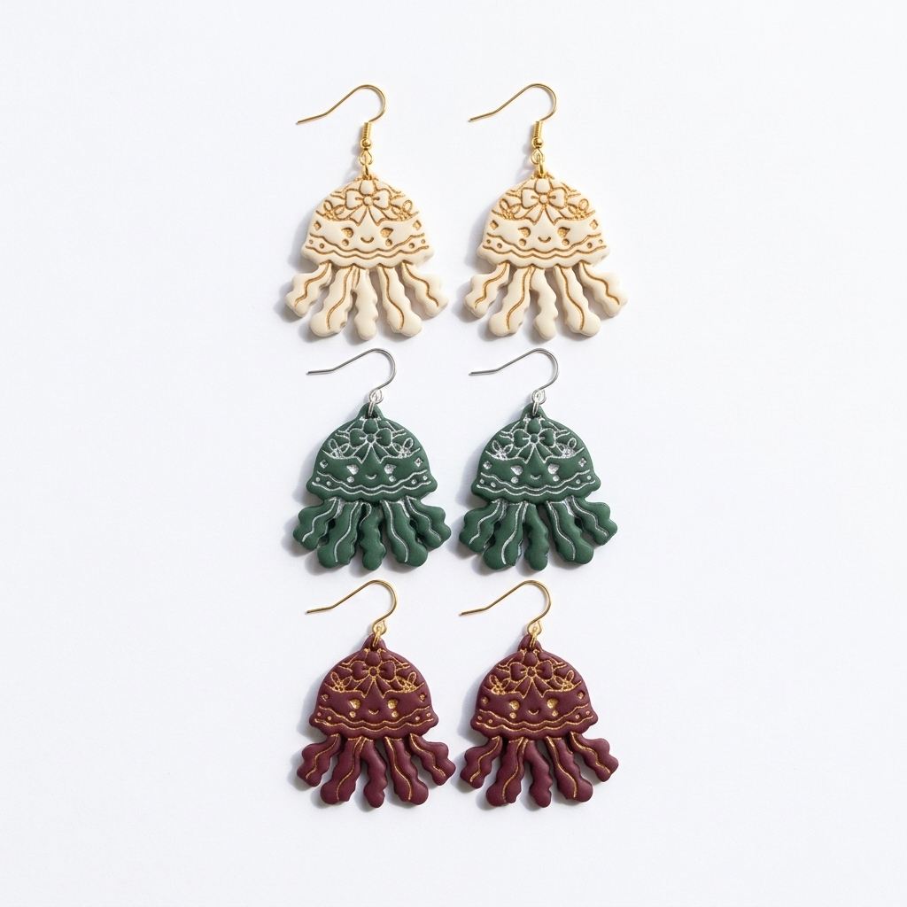 Christmas Jellyfish Polymer Clay Cutter | Festive Ocean Earring Tool