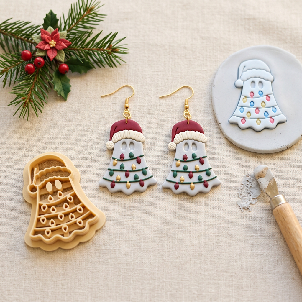 Christmas Light Ghost Polymer Clay Cutter | Cute Festive Earring Tool