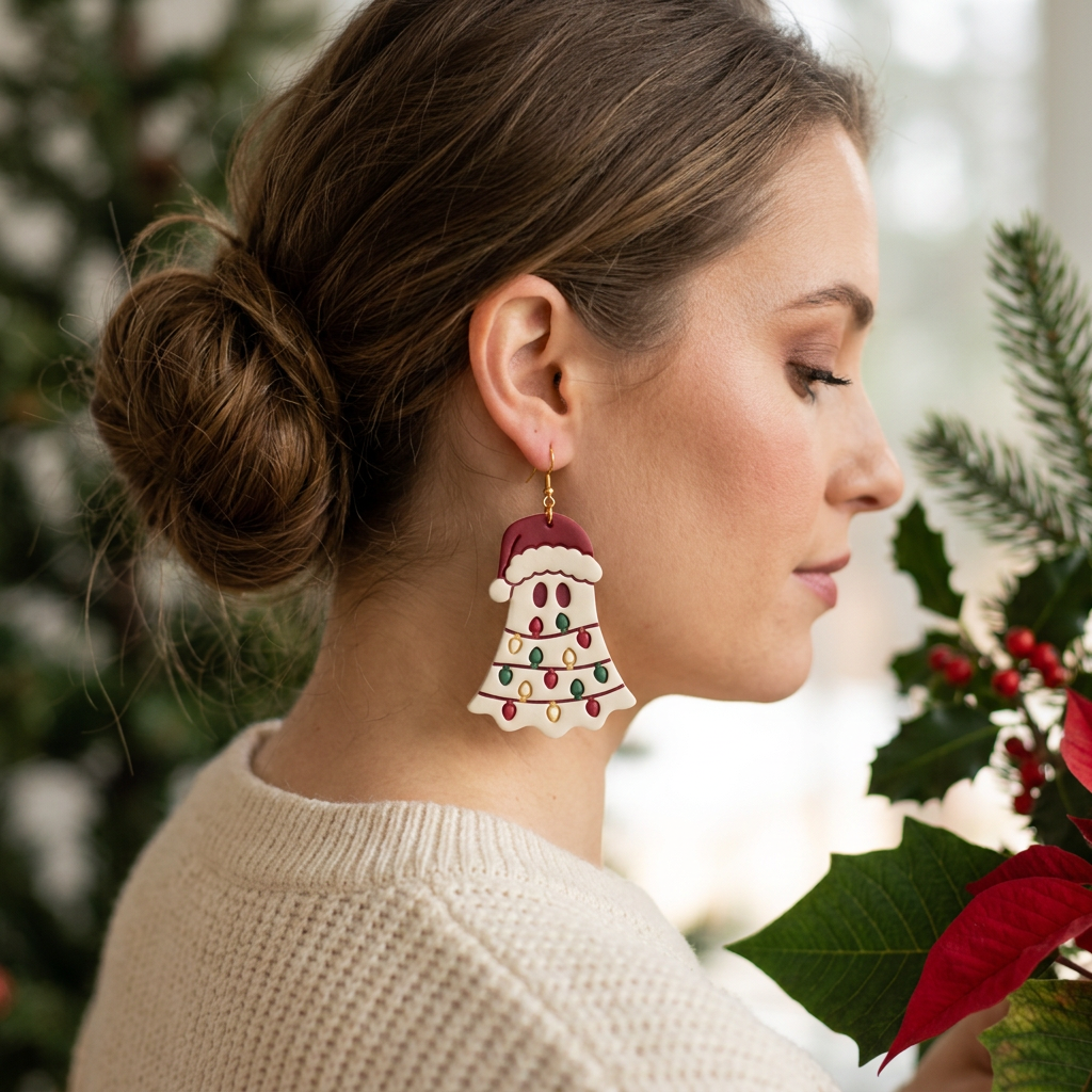 Christmas Light Ghost Polymer Clay Cutter | Cute Festive Earring Tool