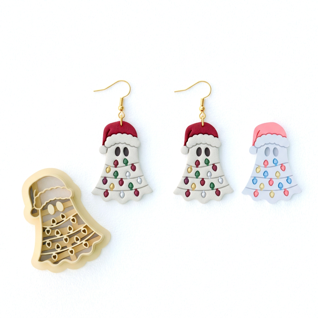 Christmas Light Ghost Polymer Clay Cutter | Cute Festive Earring Tool