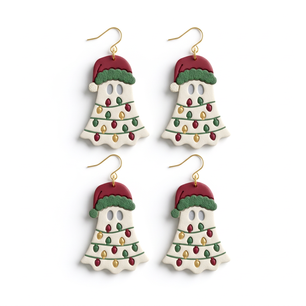 Christmas Light Ghost Polymer Clay Cutter | Cute Festive Earring Tool