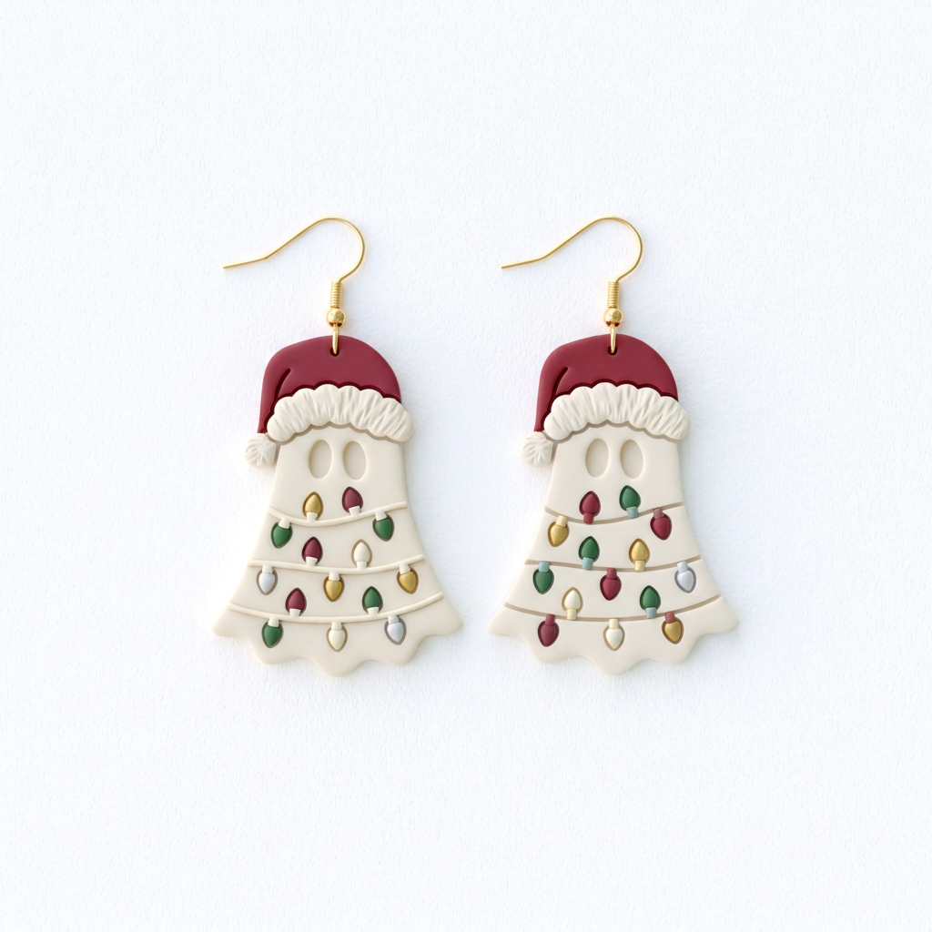 Christmas Light Ghost Polymer Clay Cutter | Cute Festive Earring Tool