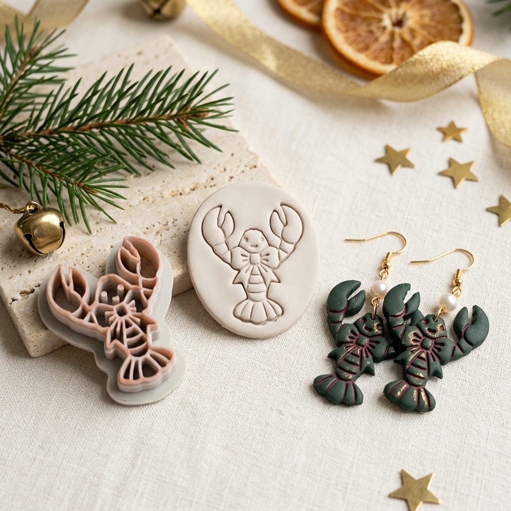 Christmas Lobster Polymer Clay Cutter | Funny Festive Earring Tool
