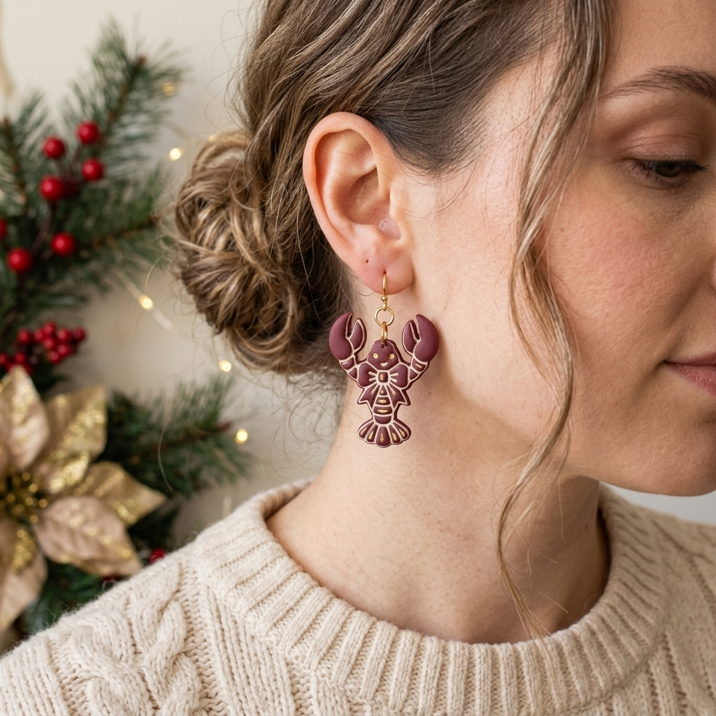 Christmas Lobster Polymer Clay Cutter | Funny Festive Earring Tool