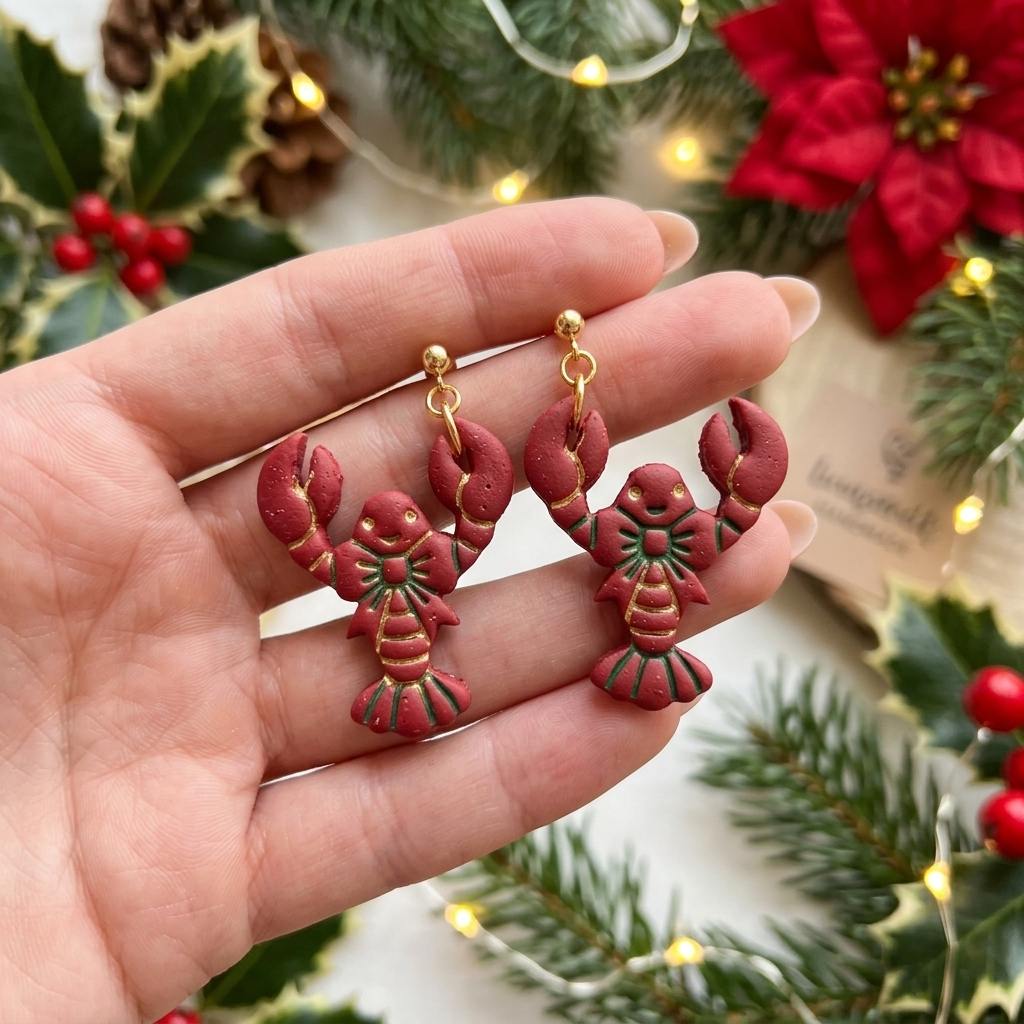 Christmas Lobster Polymer Clay Cutter | Funny Festive Earring Tool