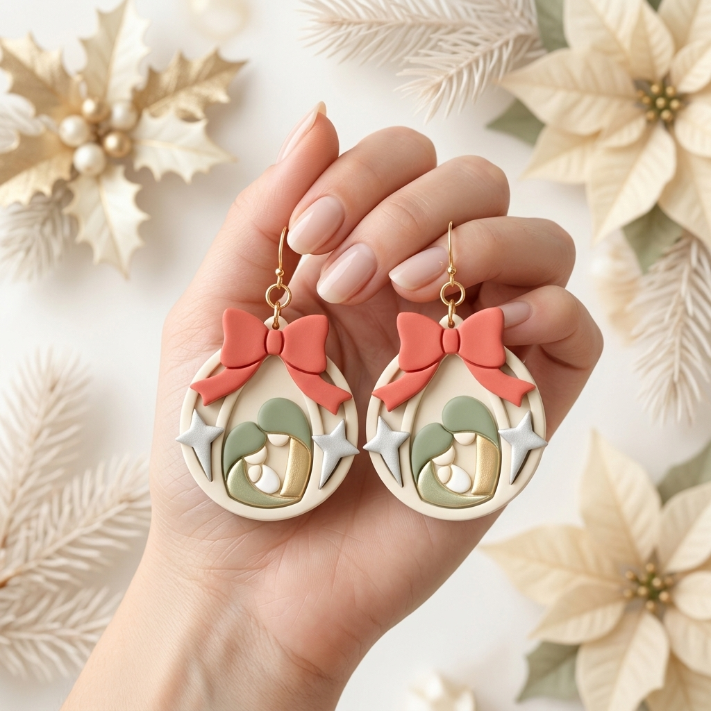 Christmas Native Scene 2 Polymer Clay Cutter Set | Festive Earring Tool