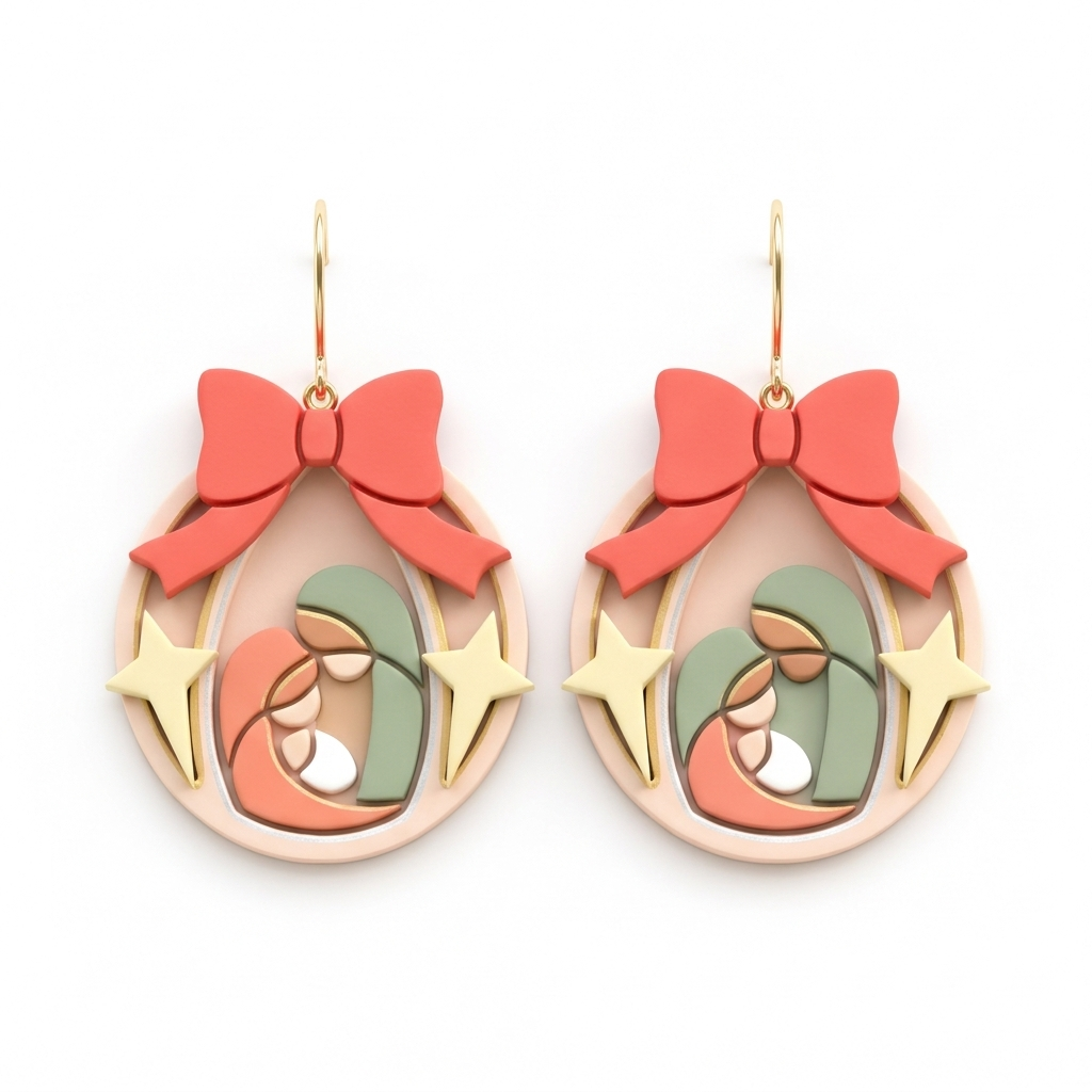 Christmas Native Scene 2 Polymer Clay Cutter Set | Festive Earring Tool