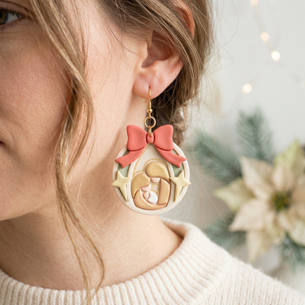 Christmas Native Scene 2 Polymer Clay Cutter Set | Festive Earring Tool