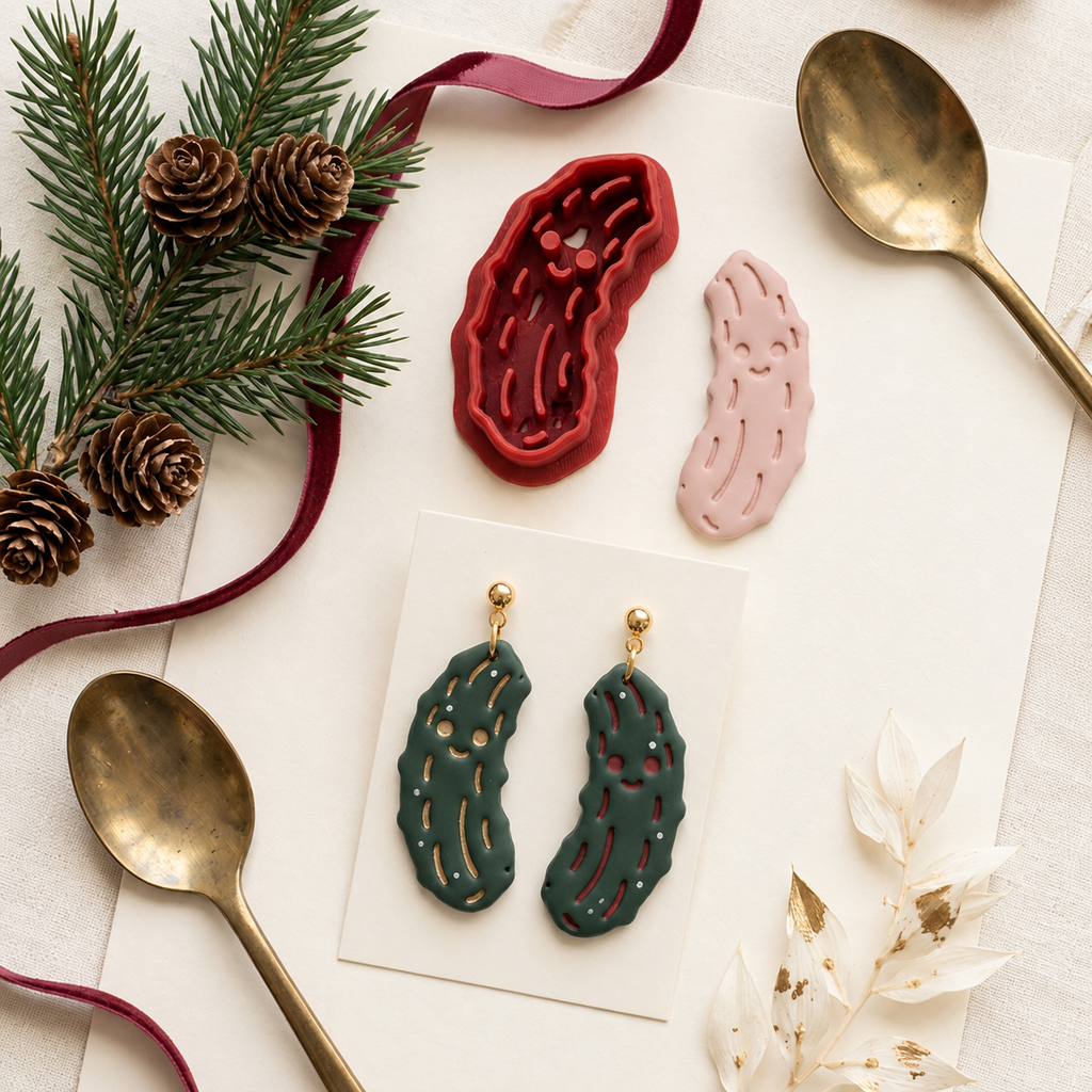 Christmas Pickle Polymer Clay Cutter | Festive Quirky Earring Tool
