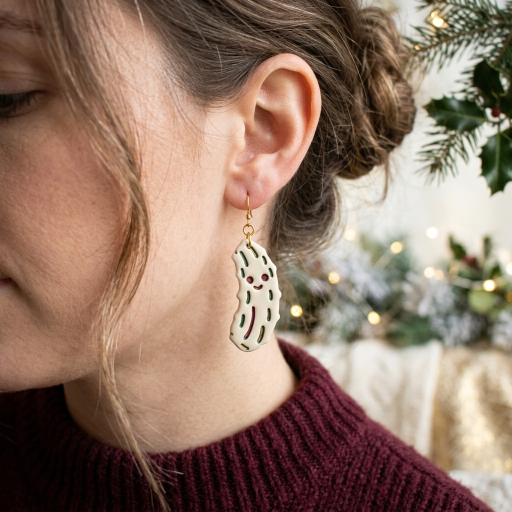 Christmas Pickle Polymer Clay Cutter | Festive Quirky Earring Tool