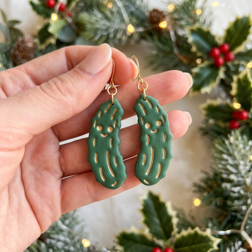 Christmas Pickle Polymer Clay Cutter | Festive Quirky Earring Tool