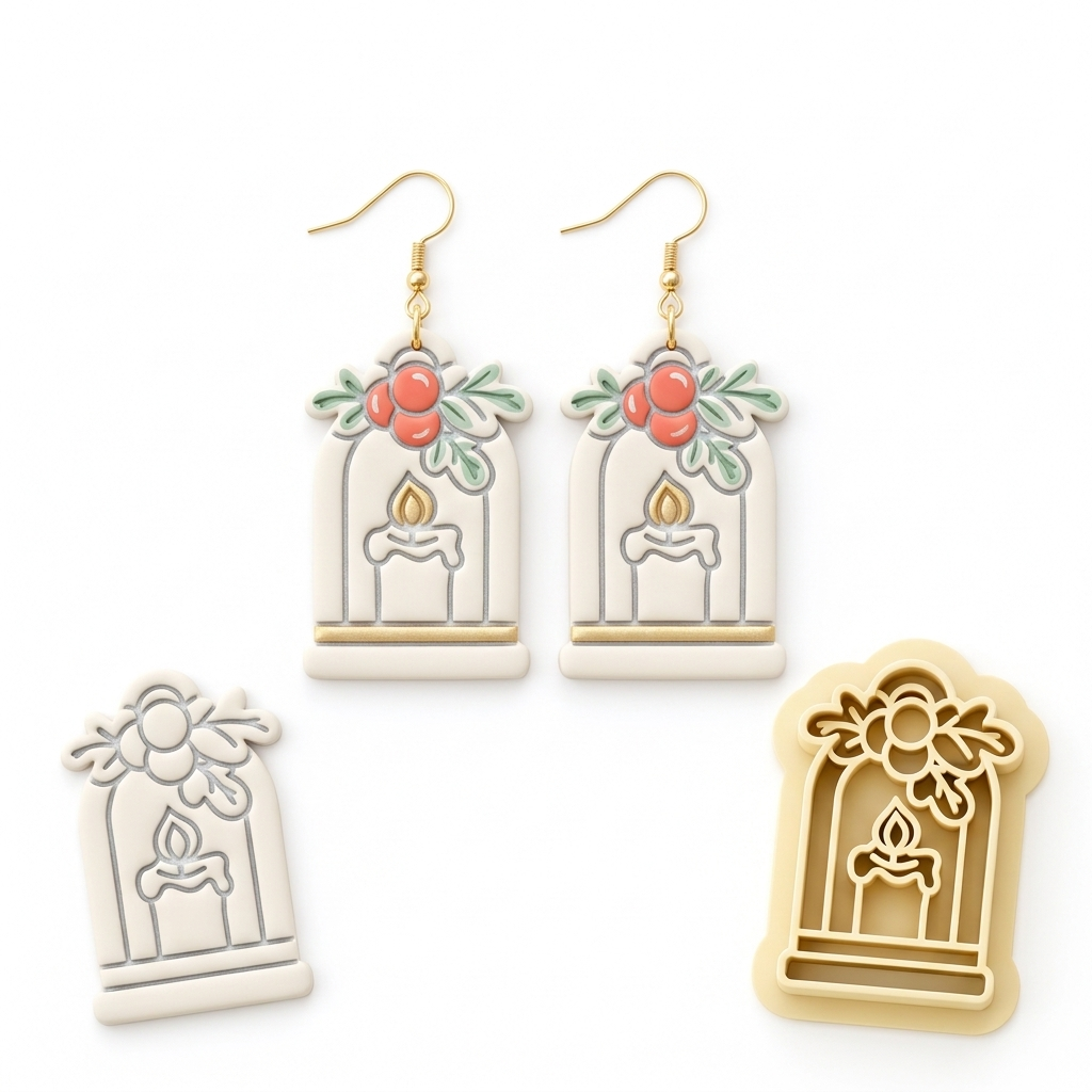 Christmas Scene 1 Polymer Clay Cutter | Festive Earring Tool