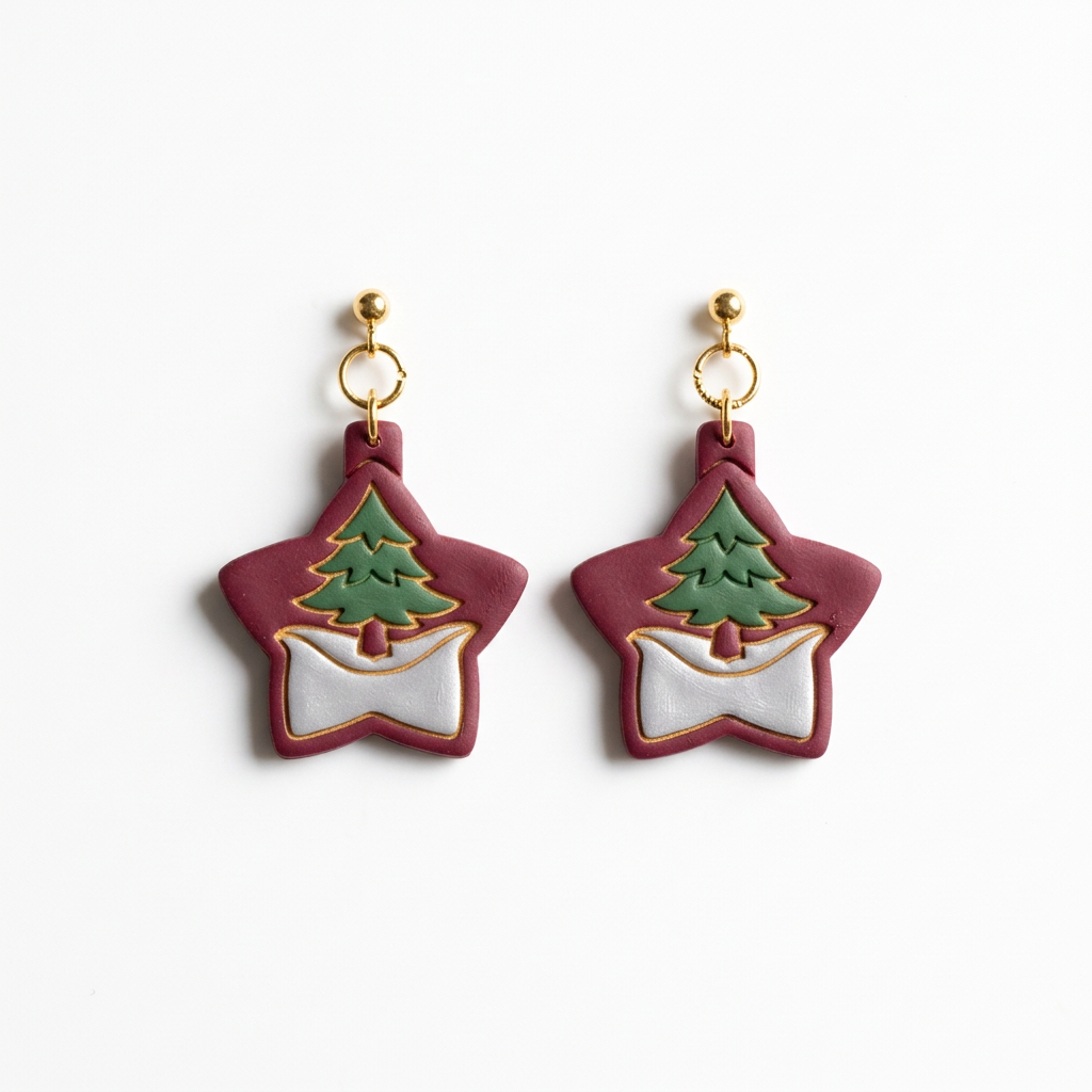 Christmas Scene Ornament Polymer Clay Cutter | Festive Earring Tool