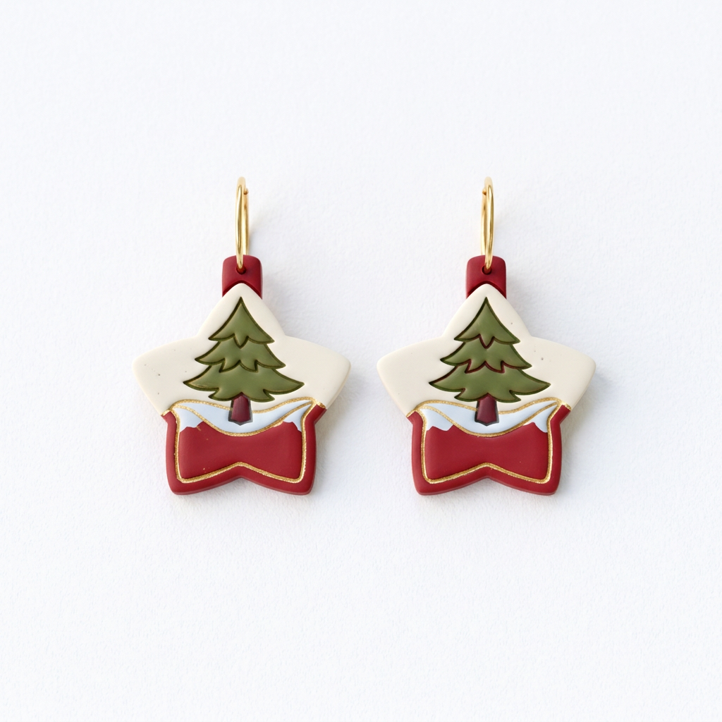 Christmas Scene Ornament Polymer Clay Cutter | Festive Earring Tool