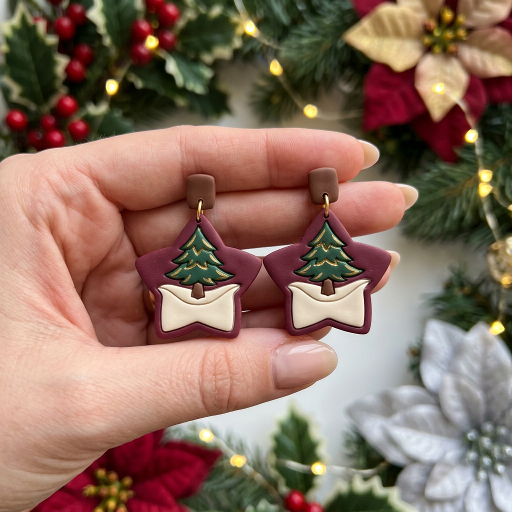 Christmas Scene Ornament Polymer Clay Cutter | Festive Earring Tool