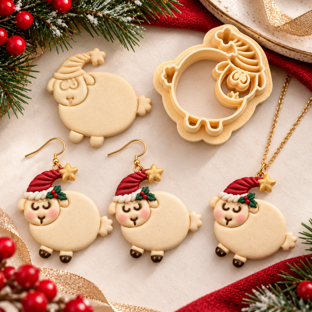 Christmas Sheep Polymer Clay Cutter | Festive Earring Tool