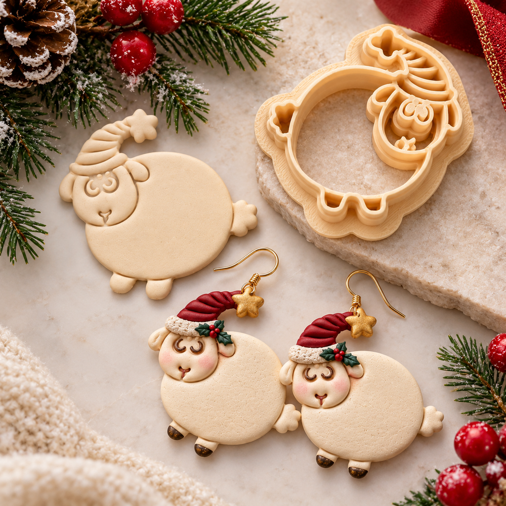 Christmas Sheep Polymer Clay Cutter | Festive Earring Tool