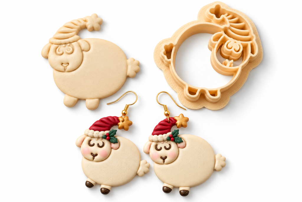 Christmas Sheep Polymer Clay Cutter | Festive Earring Tool
