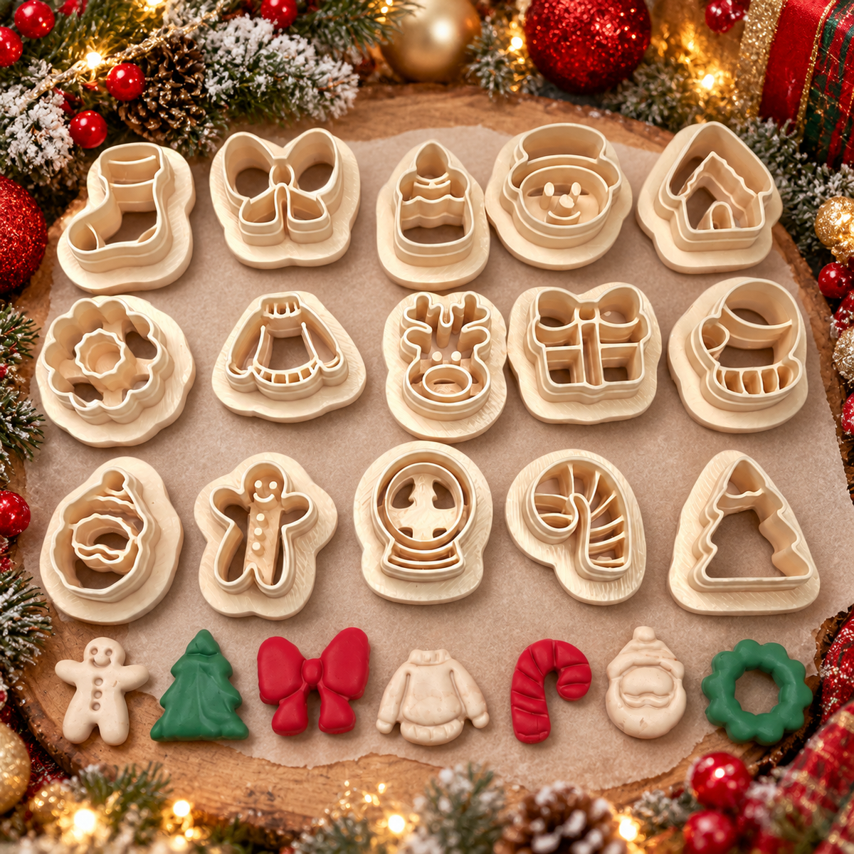 Christmas Stud Set of 15 Polymer Clay Cutters | Mini Earring Tool | 15mm