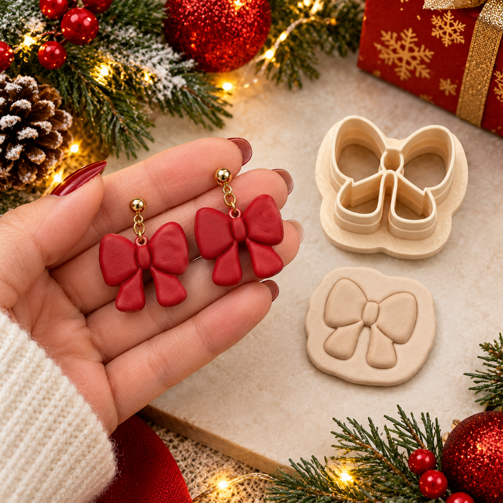 Christmas Stud Set of 15 Polymer Clay Cutters | Mini Earring Tool | 15mm