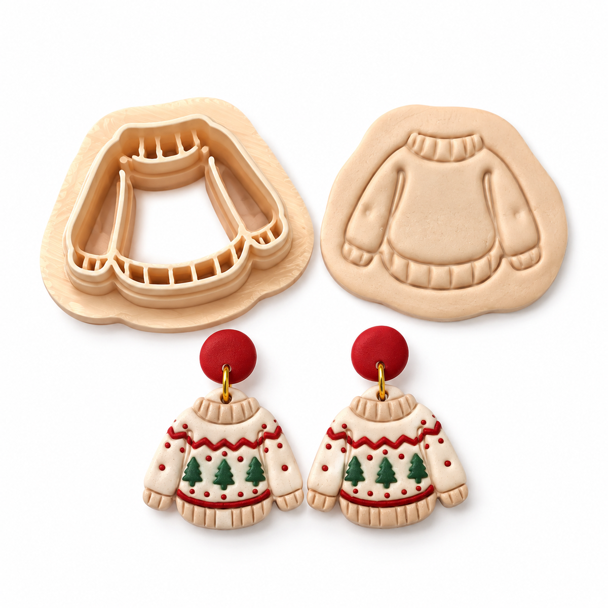Christmas Stud Set of 15 Polymer Clay Cutters | Mini Earring Tool | 15mm