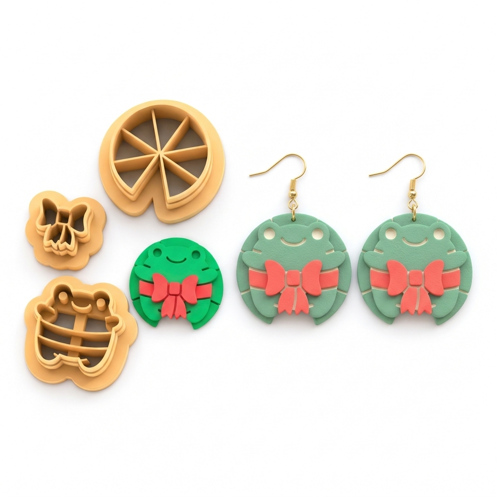 Christmas Toad Polymer Clay Cutter Set | Festive Earring Tool