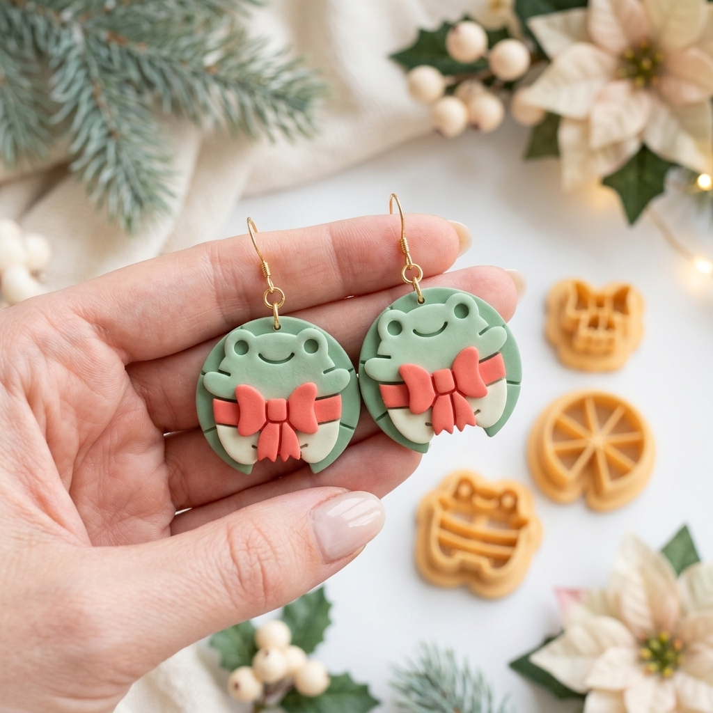 Christmas Toad Polymer Clay Cutter Set | Festive Earring Tool