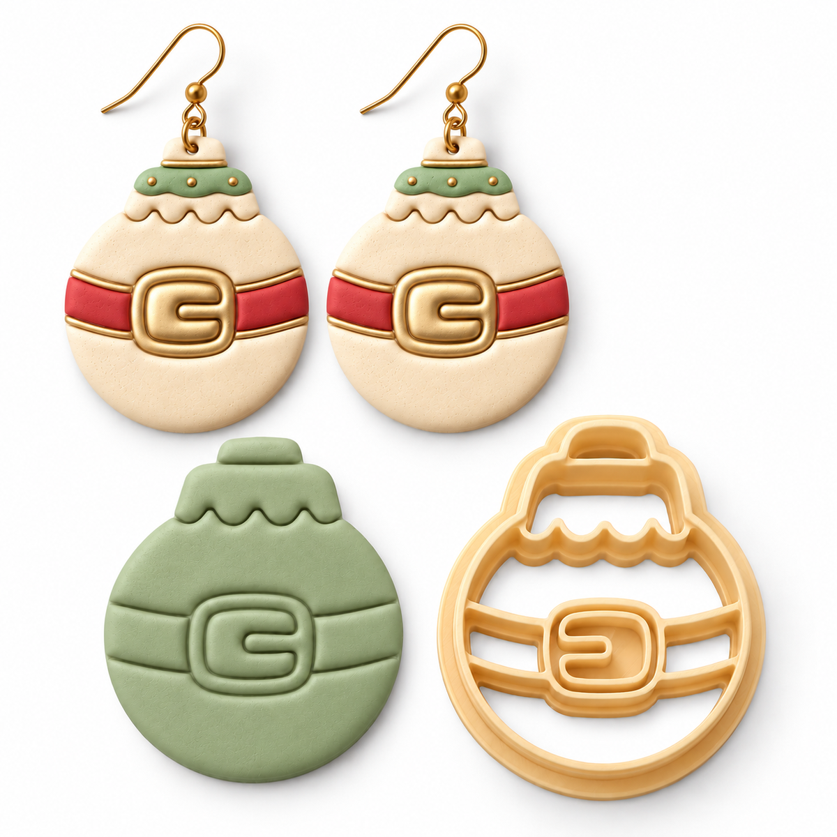 Christmas Toy Santa Belt Polymer Clay Cutter | Festive Earring Tool