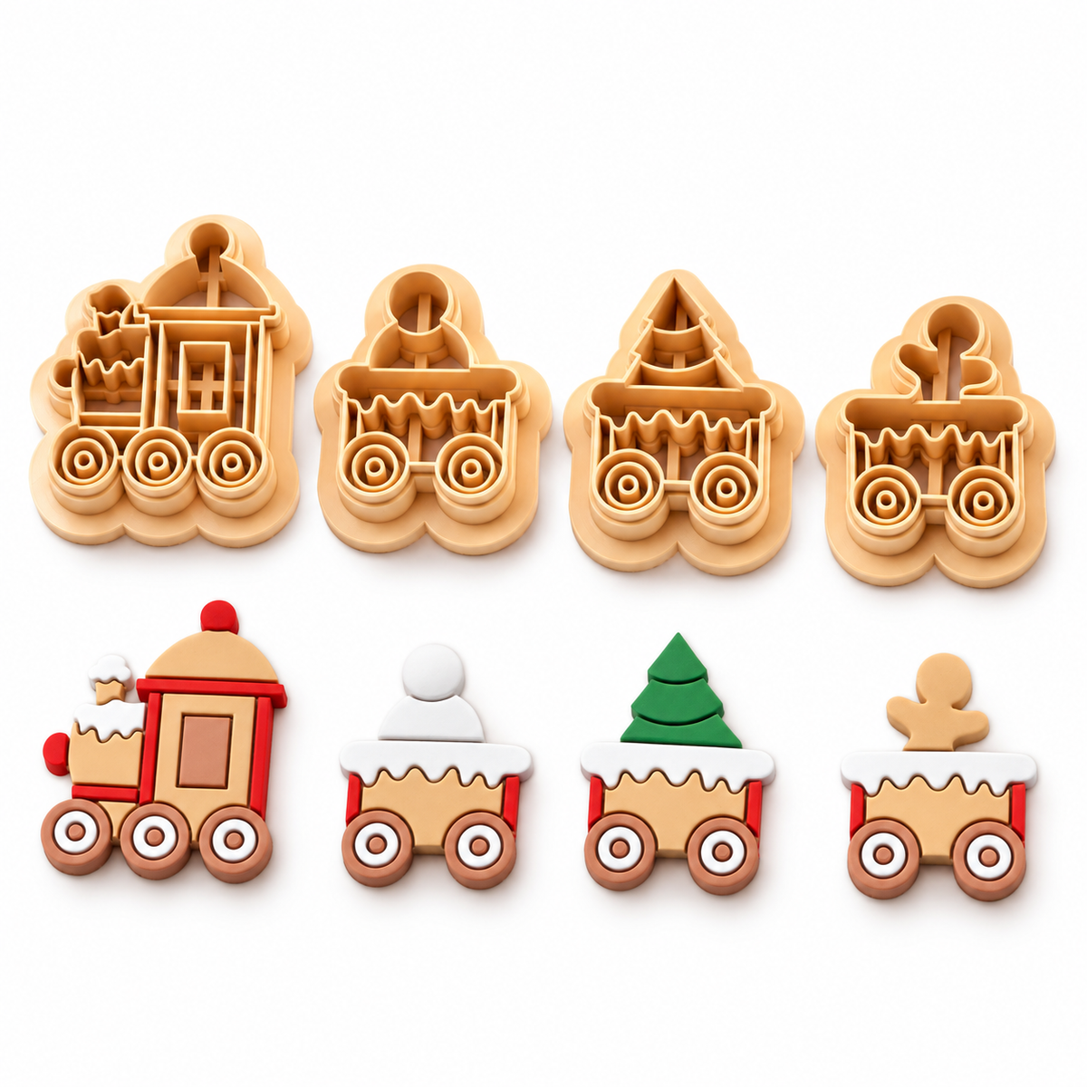 Christmas Train Set of 4 Polymer Clay Cutter | Festive Earring Tool