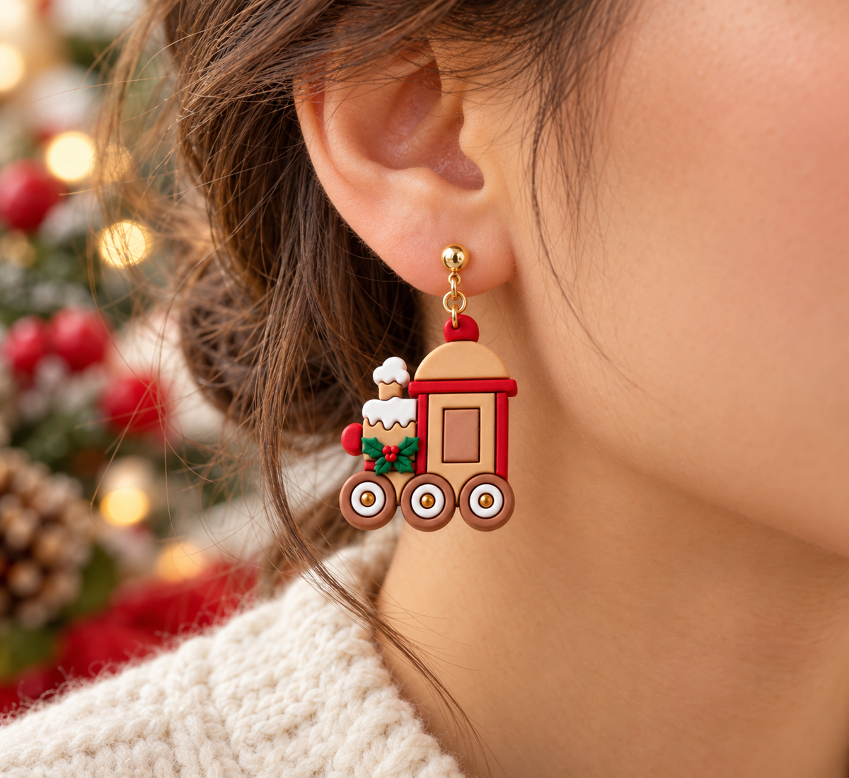 Christmas Train Set of 4 Polymer Clay Cutter | Festive Earring Tool