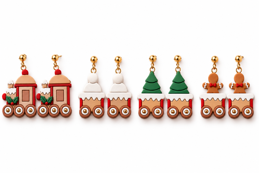 Christmas Train Set of 4 Polymer Clay Cutter | Festive Earring Tool