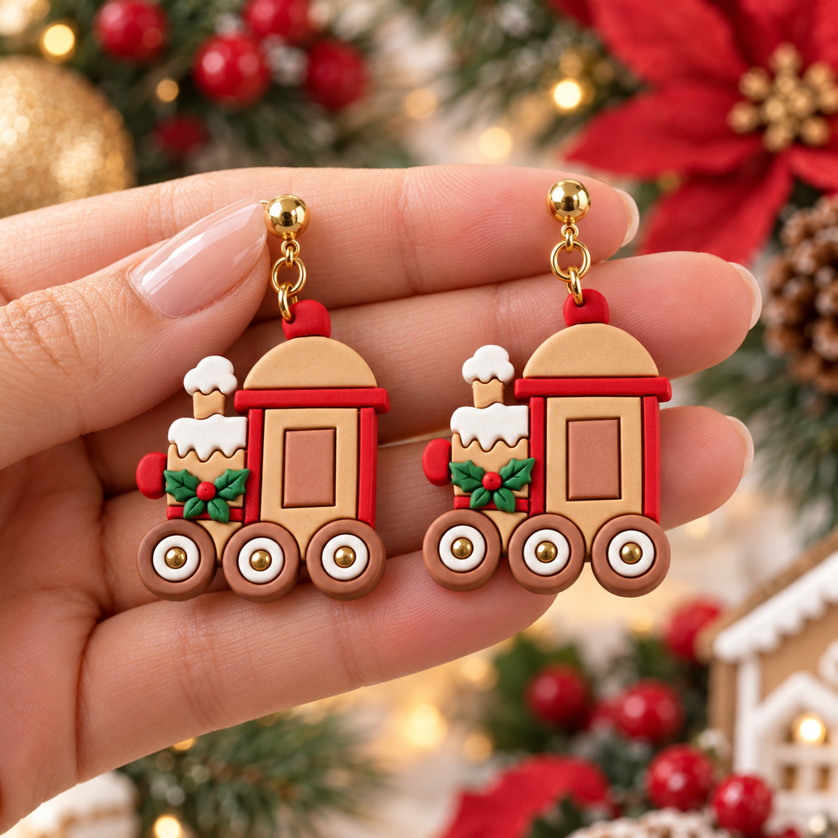 Christmas Train Set of 4 Polymer Clay Cutter | Festive Earring Tool