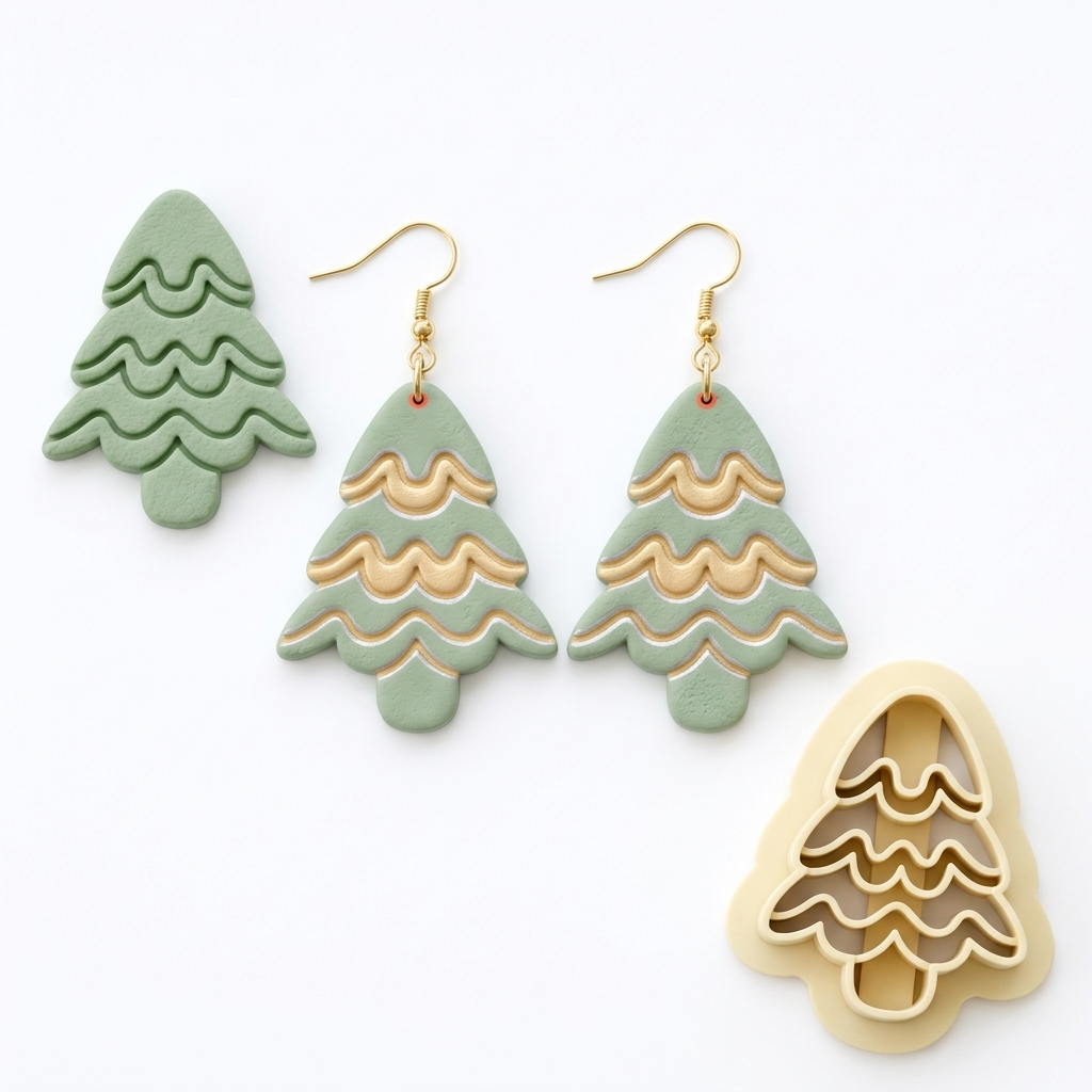 Christmas Tree 21 Polymer Clay Cutter | Festive Earring Tool