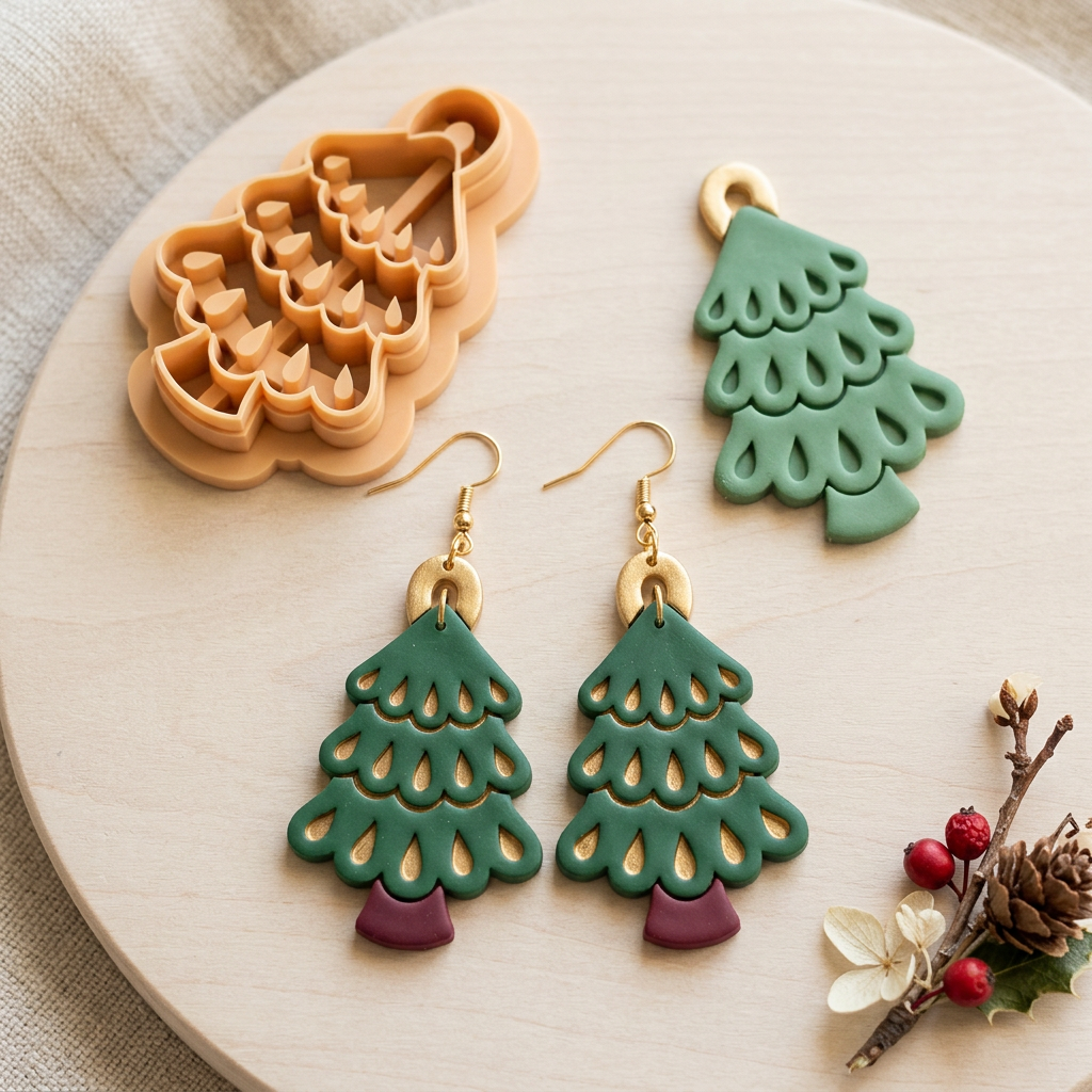 Christmas Tree Charm Polymer Clay Cutter | Festive Earring Tool