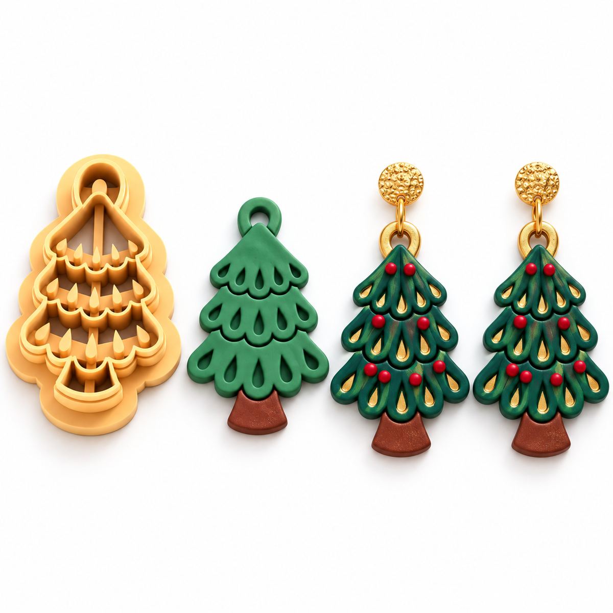 Christmas Tree Charm Polymer Clay Cutter | Festive Earring Tool