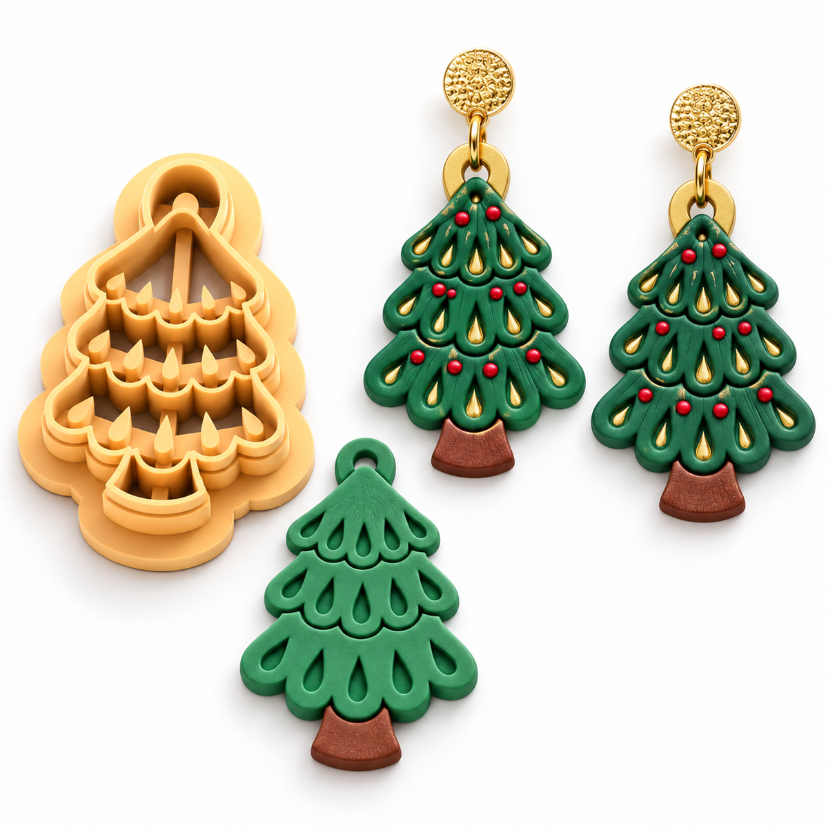 Christmas Tree Charm Polymer Clay Cutter | Festive Earring Tool