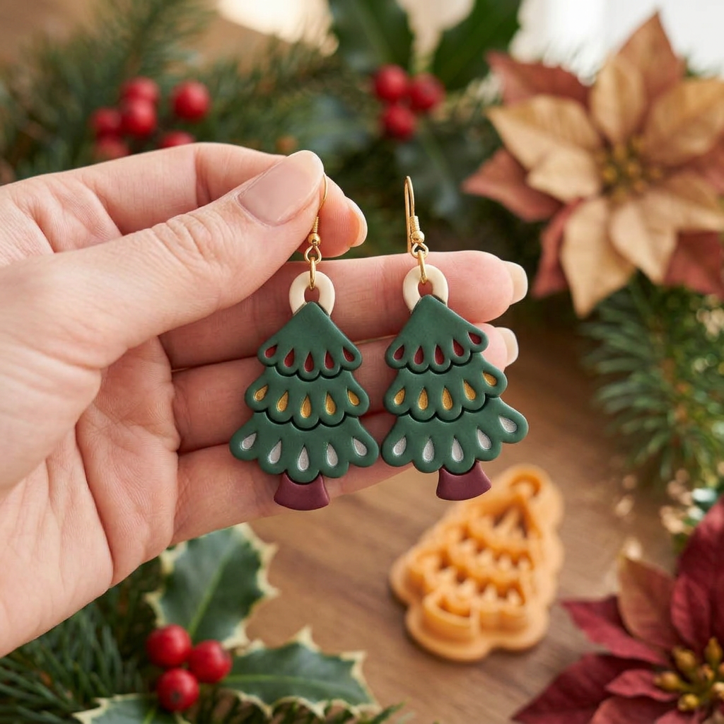 Christmas Tree Charm Polymer Clay Cutter | Festive Earring Tool