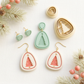 Christmas Tree Drop Earrings Polymer Clay Cutter Set | Festive Earring Tool