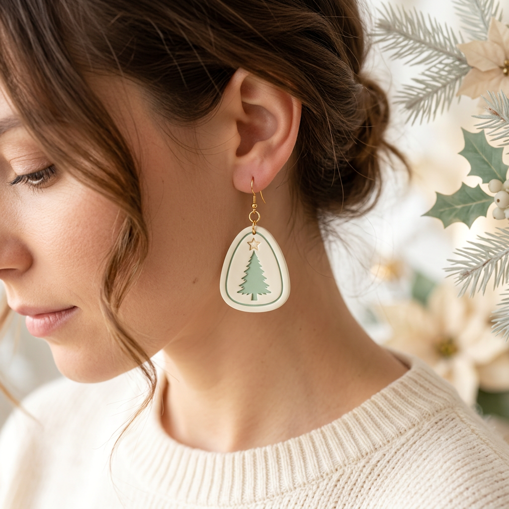 Christmas Tree Drop Earrings Polymer Clay Cutter Set | Festive Earring Tool