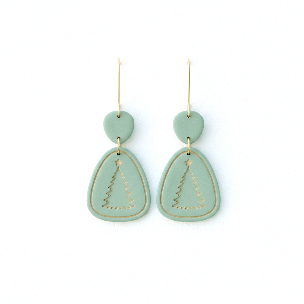 Christmas Tree Drop Earrings Polymer Clay Cutter Set | Festive Earring Tool