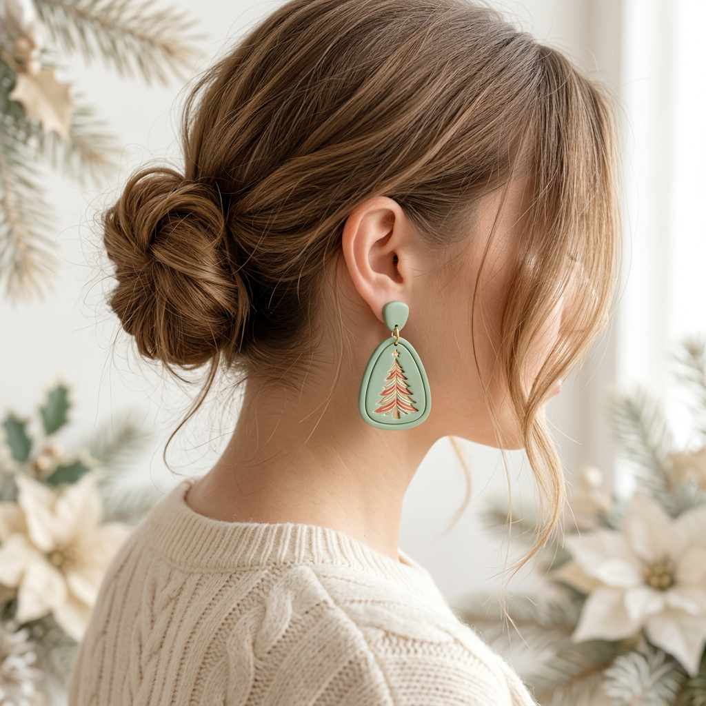 Christmas Tree Drop Earrings Polymer Clay Cutter Set | Festive Earring Tool