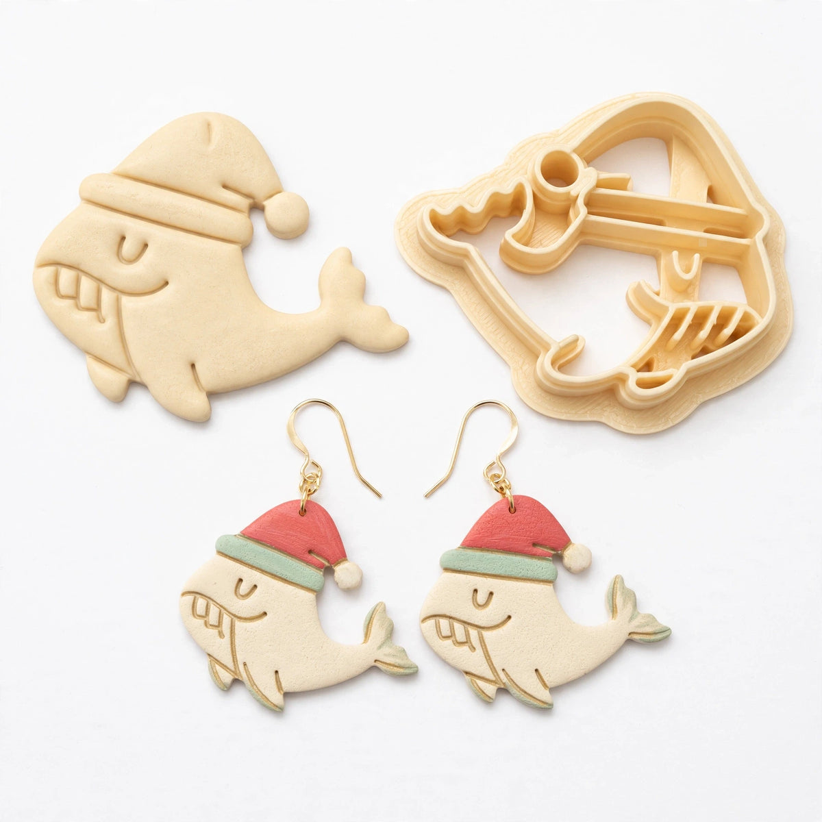 Christmas Whale Polymer Clay Cutter | Festive Earring Tool