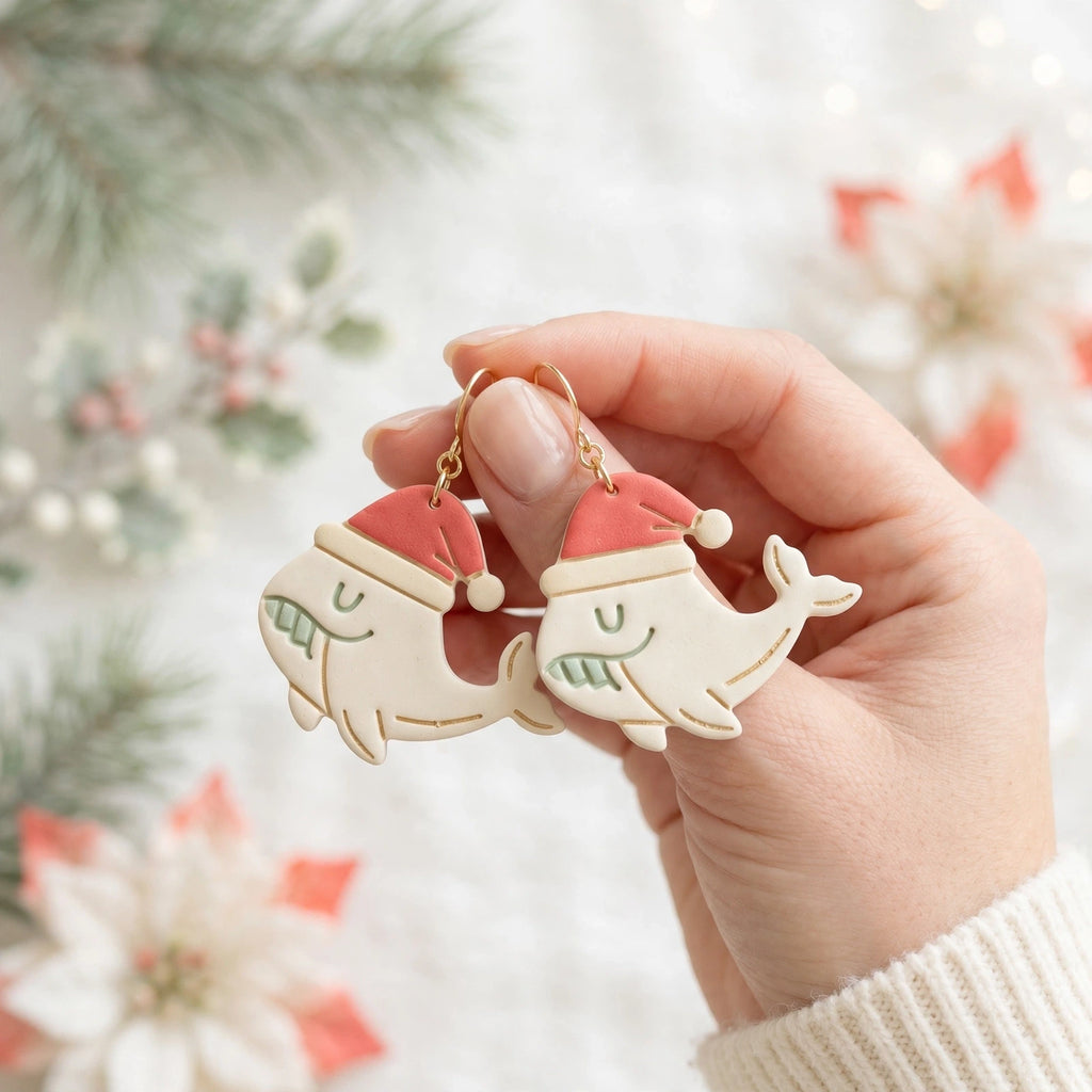 Christmas Whale Polymer Clay Cutter | Festive Earring Tool