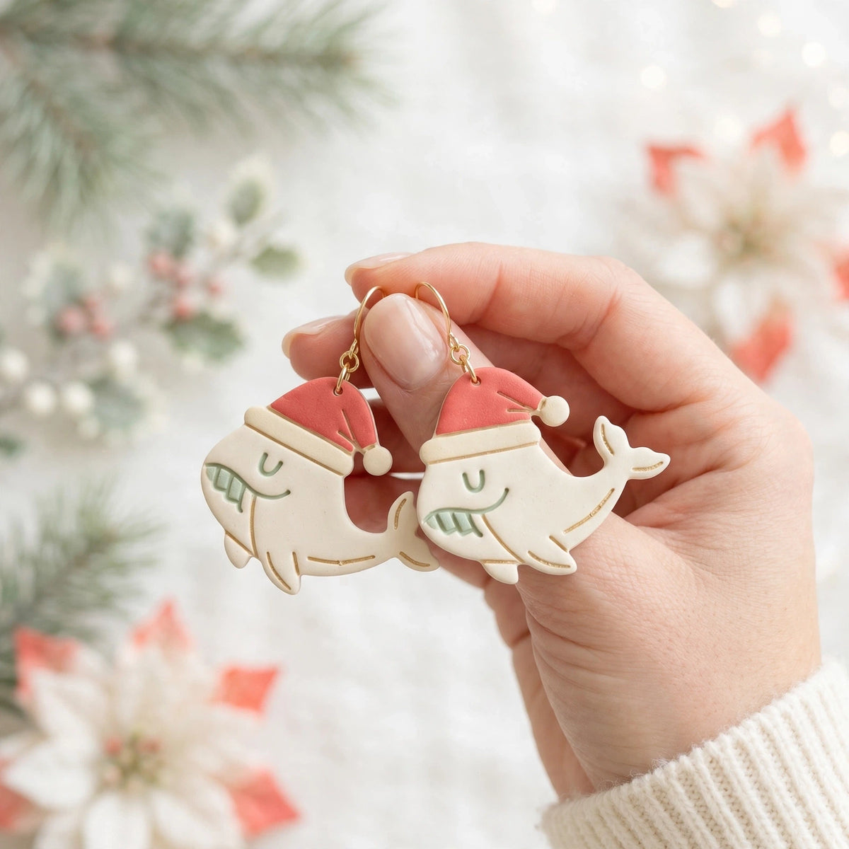 Christmas Whale Polymer Clay Cutter | Festive Earring Tool